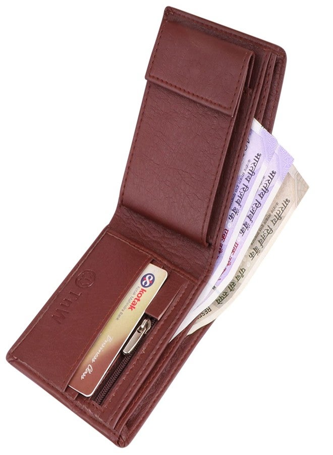 TnW Men's Artificial Leather Wallet with Detachable Card Holder (Brown) - Image 3